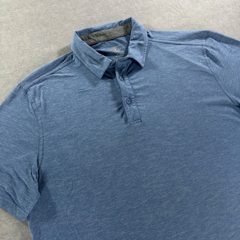 GH Bass & Co Mens Large Blue Heather Stretch Performance Short Sleeve Polo Shirt